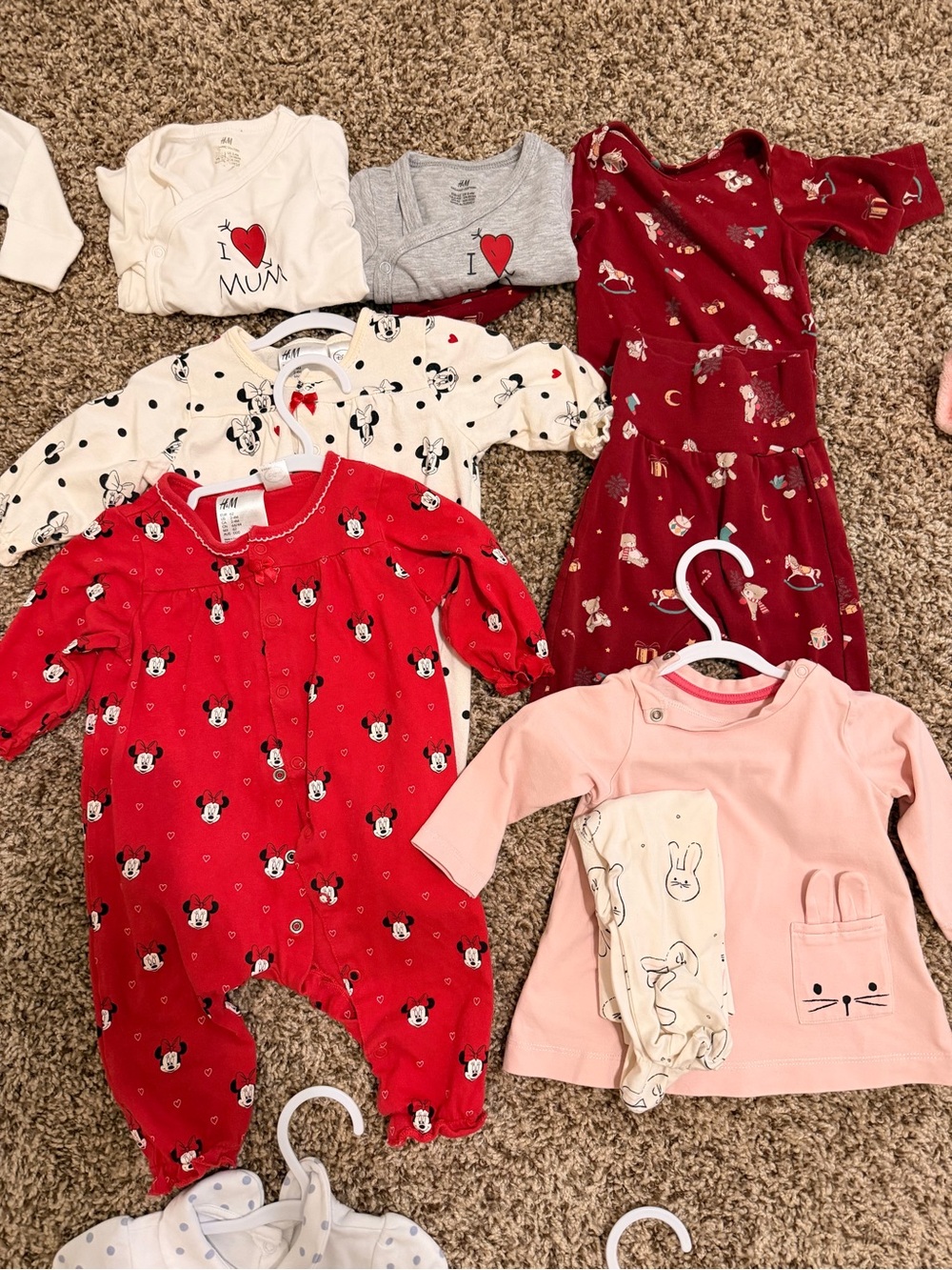 H&M Red Minnie Mouse Footie One-Piece with Heart Accents
